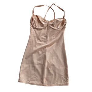BodySlimmers Nancy Ganz Nude Underwire Shapewear Mini Slip Crossback Straps XS